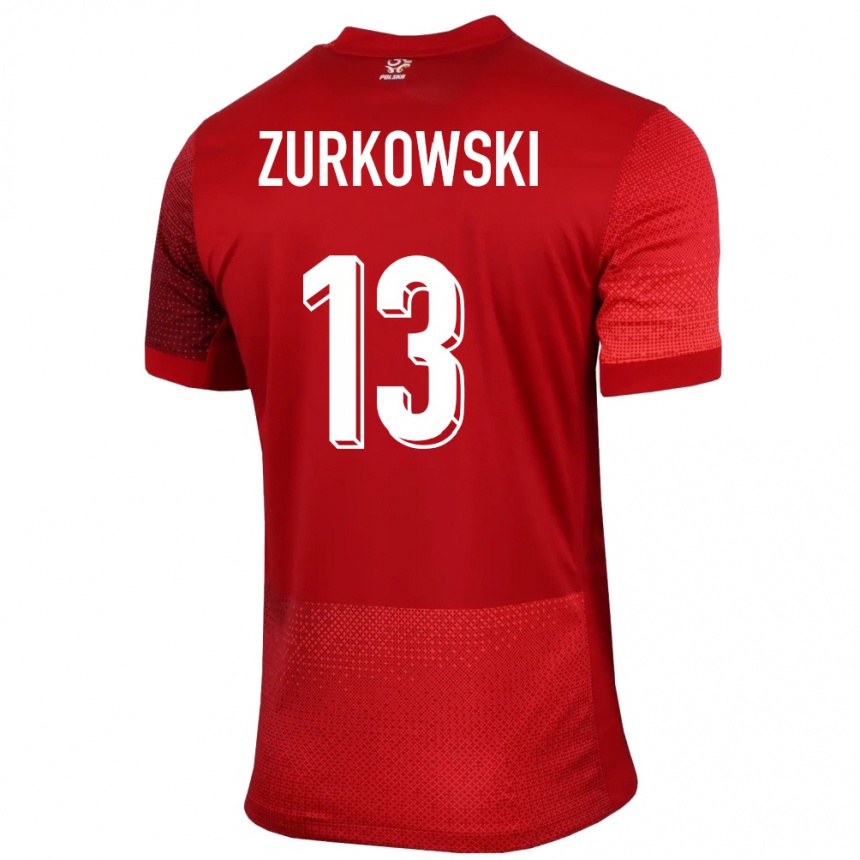 Niño Fútbol Camiseta Polonia Szymon Zurkowski #13 Rojo 2ª Equipación 24-26