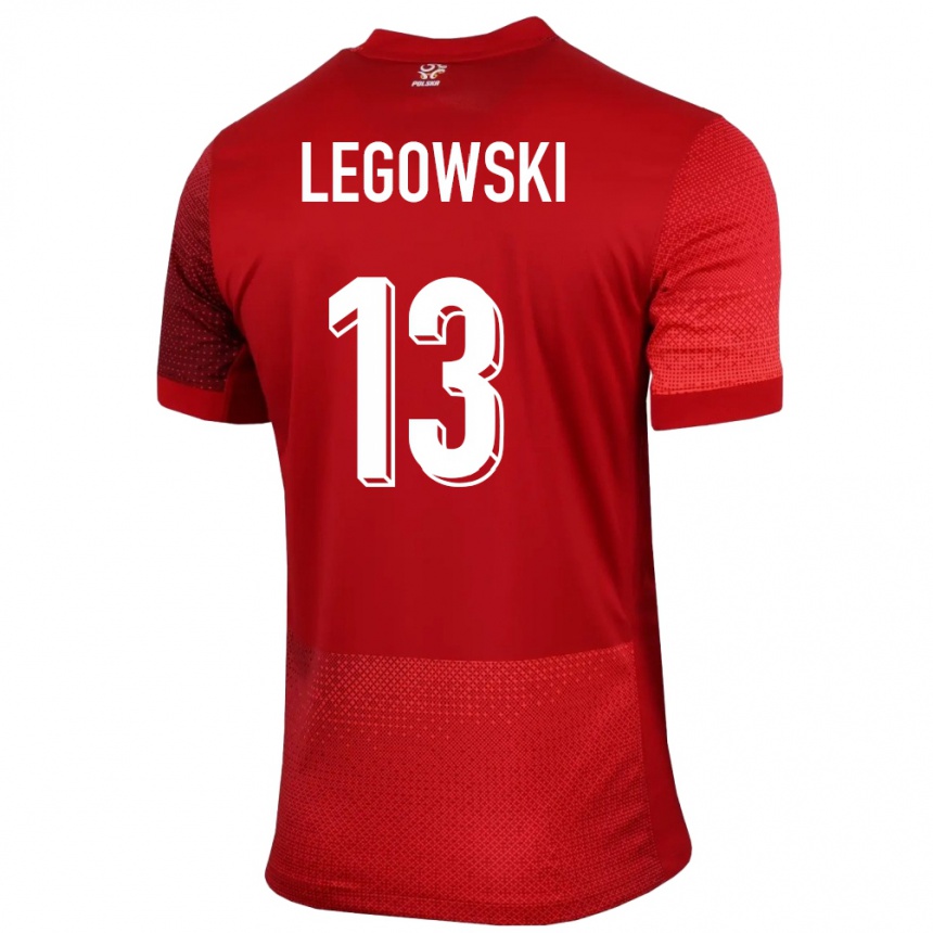 Niño Fútbol Camiseta Polonia Mateusz Legowski #13 Rojo 2ª Equipación 24-26