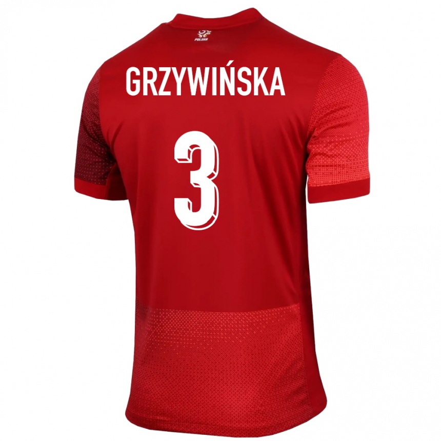 Niño Fútbol Camiseta Polonia Gabriela Grzywinska #3 Rojo 2ª Equipación 24-26