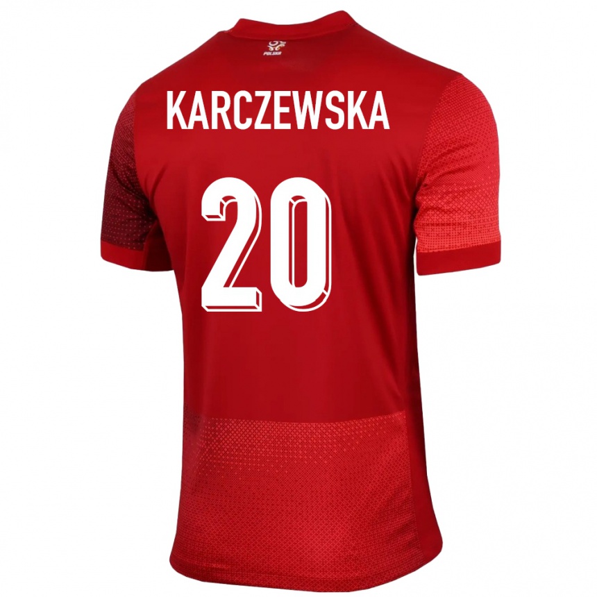 Niño Fútbol Camiseta Polonia Nikola Karczewska #20 Rojo 2ª Equipación 24-26