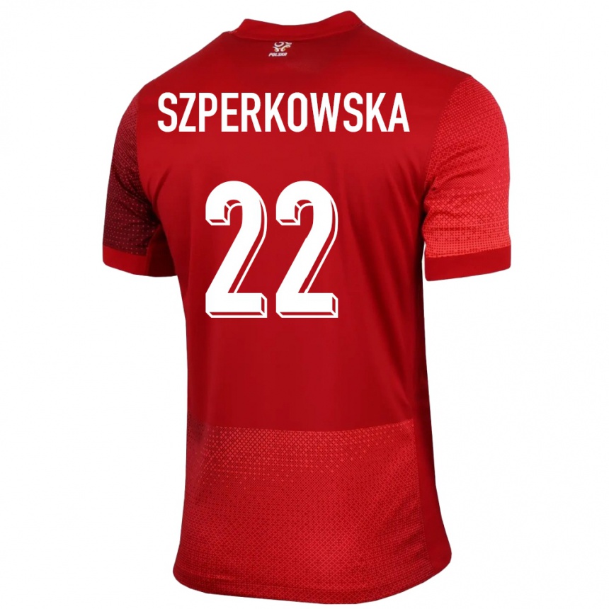 Niño Fútbol Camiseta Polonia Oliwia Szperkowska #22 Rojo 2ª Equipación 24-26