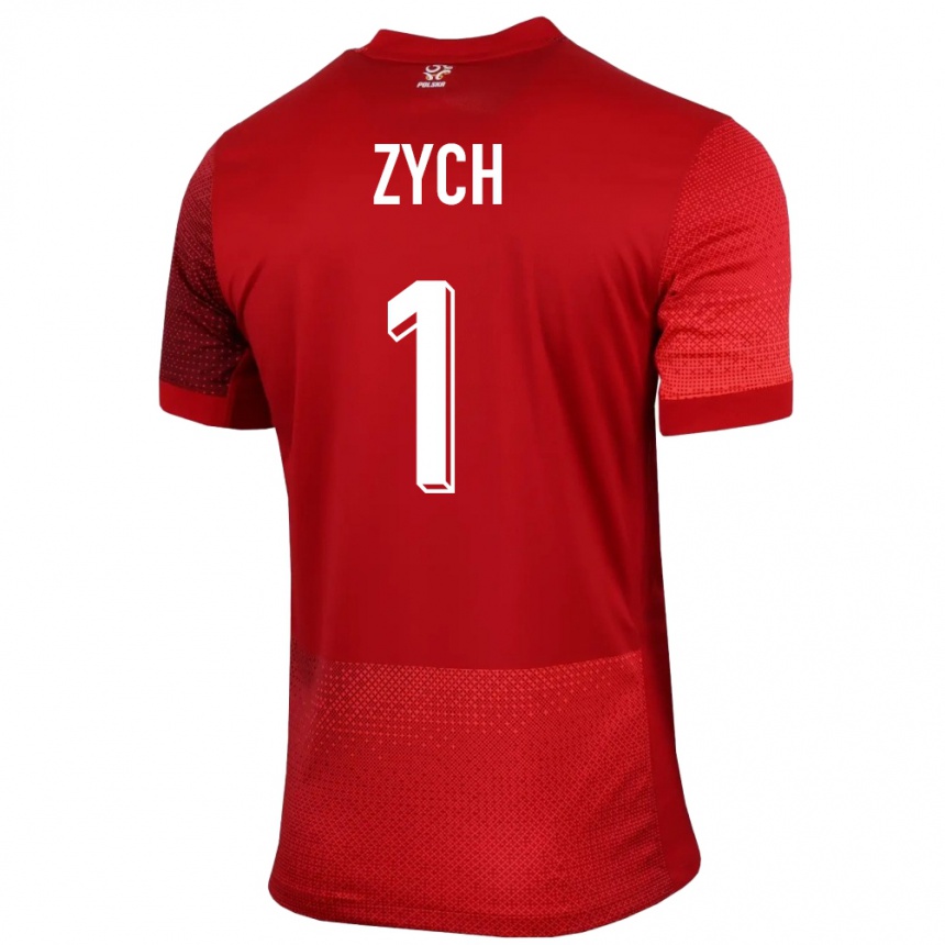 Niño Fútbol Camiseta Polonia Oliwier Zych #1 Rojo 2ª Equipación 24-26