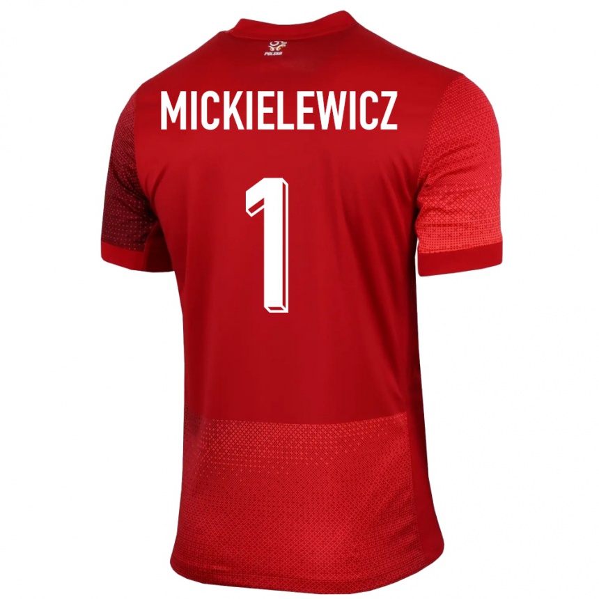 Niño Fútbol Camiseta Polonia Aleksander Mickielewicz #1 Rojo 2ª Equipación 24-26