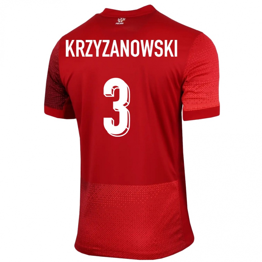 Niño Fútbol Camiseta Polonia Jakub Krzyzanowski #3 Rojo 2ª Equipación 24-26