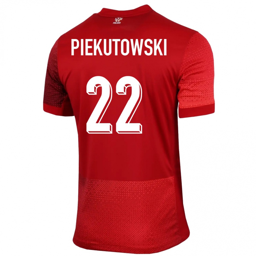 Niño Fútbol Camiseta Polonia Milosz Piekutowski #22 Rojo 2ª Equipación 24-26
