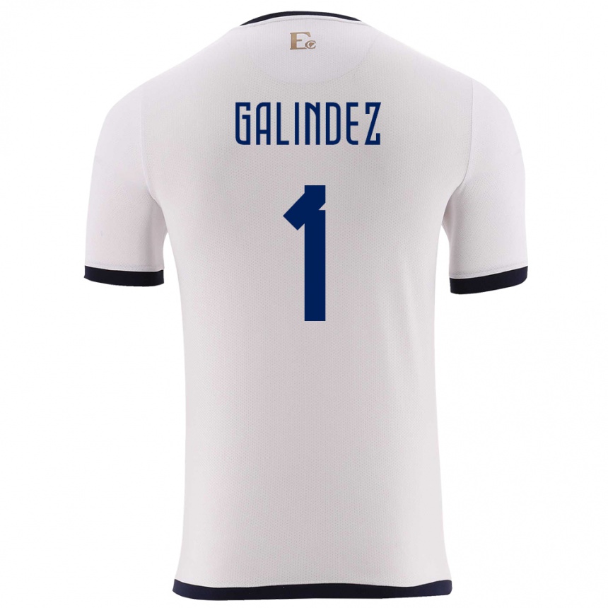 Niño Fútbol Camiseta Ecuador Hernan Galindez #1 Blanco 2ª Equipación 24-26