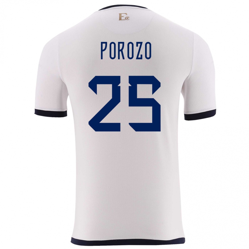 Niño Fútbol Camiseta Ecuador Jackson Porozo #25 Blanco 2ª Equipación 24-26