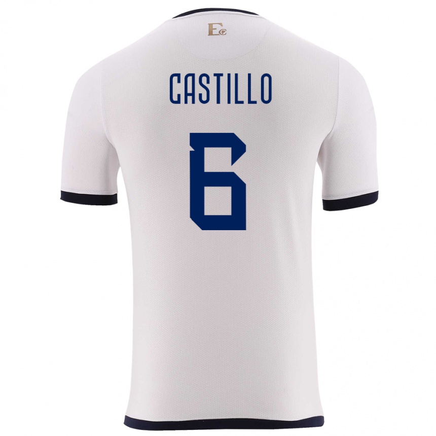 Niño Fútbol Camiseta Ecuador Byron Castillo #6 Blanco 2ª Equipación 24-26