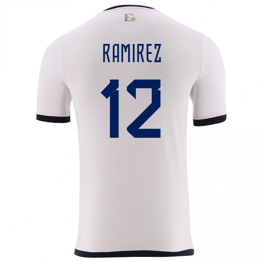 Niño Fútbol Camiseta Ecuador Moises Ramirez #12 Blanco 2ª Equipación 24-26