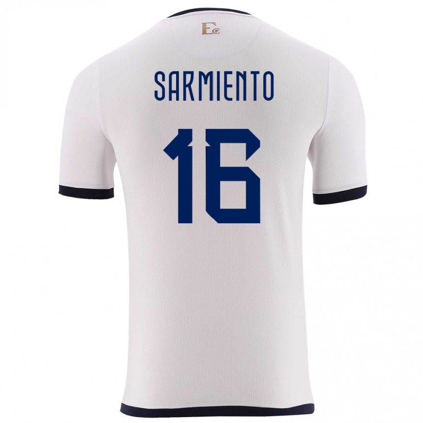 Niño Fútbol Camiseta Ecuador Jeremy Sarmiento #16 Blanco 2ª Equipación 24-26
