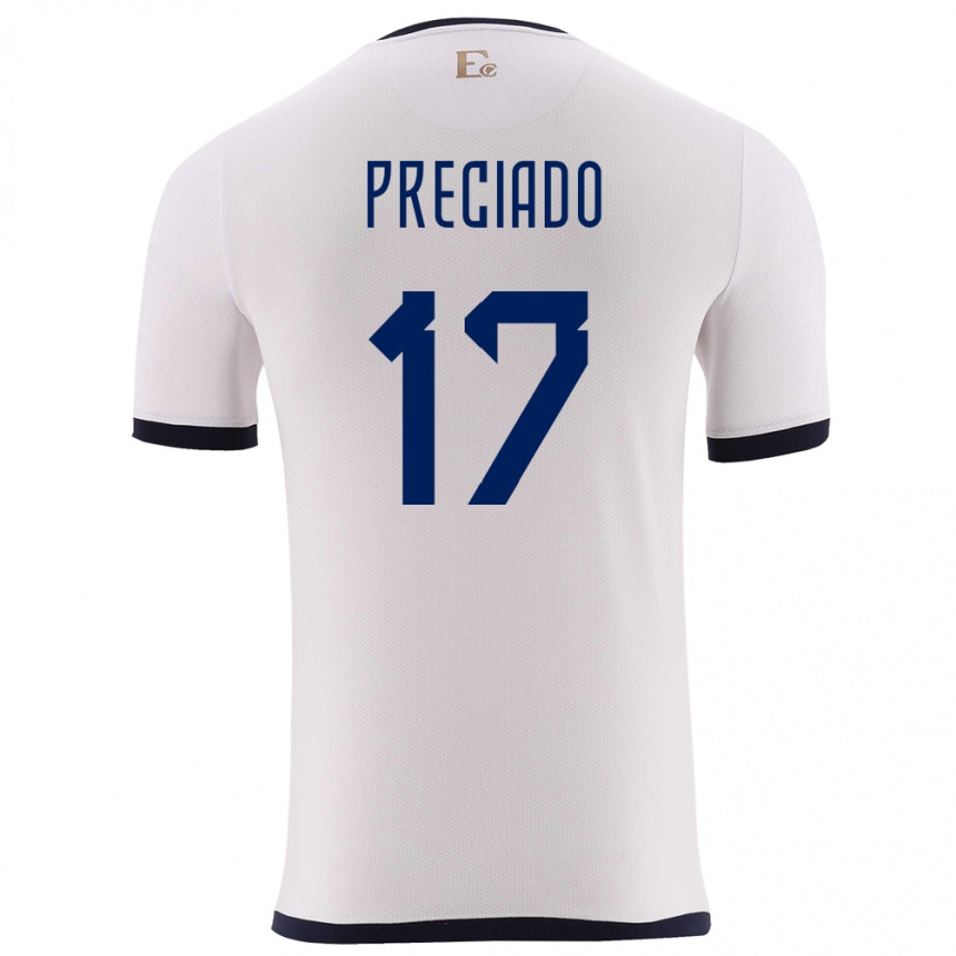 Niño Fútbol Camiseta Ecuador Angelo Preciado #17 Blanco 2ª Equipación 24-26