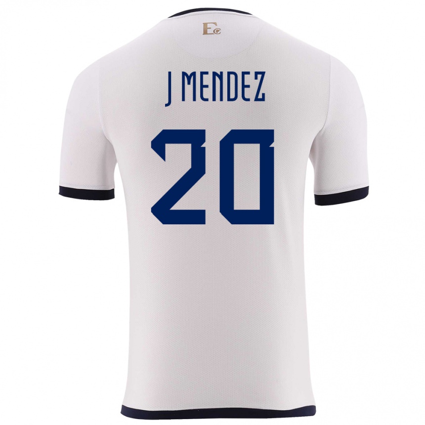 Niño Fútbol Camiseta Ecuador Jhegson Mendez #20 Blanco 2ª Equipación 24-26