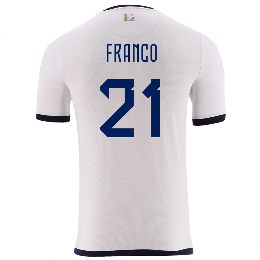 Niño Fútbol Camiseta Ecuador Alan Franco #21 Blanco 2ª Equipación 24-26