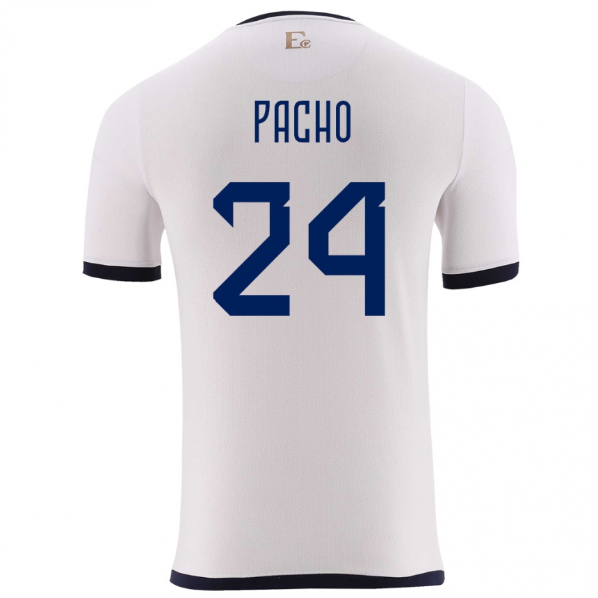 Niño Fútbol Camiseta Ecuador William Pacho #24 Blanco 2ª Equipación 24-26