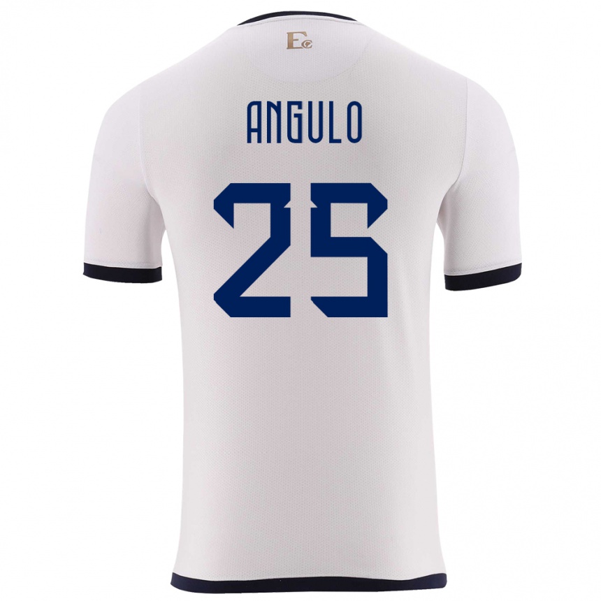 Niño Fútbol Camiseta Ecuador Nilson Angulo #25 Blanco 2ª Equipación 24-26