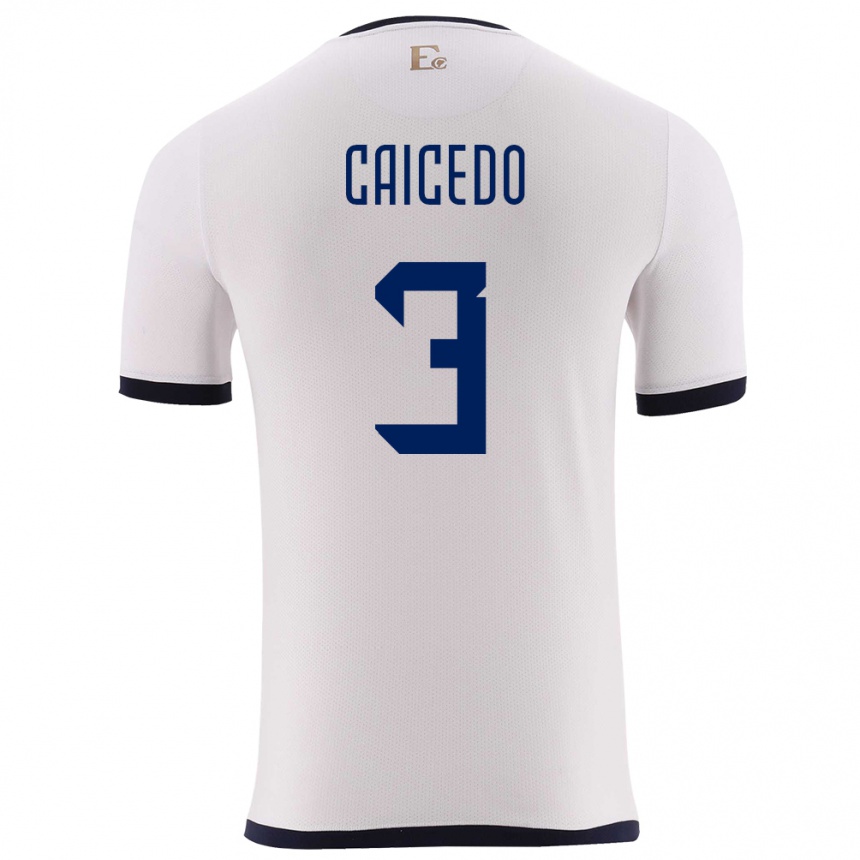 Niño Fútbol Camiseta Ecuador Jessy Caicedo #3 Blanco 2ª Equipación 24-26