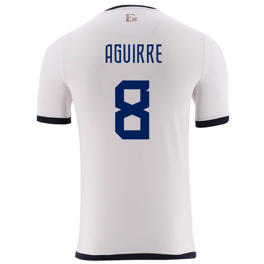 Niño Fútbol Camiseta Ecuador Marthina Aguirre #8 Blanco 2ª Equipación 24-26