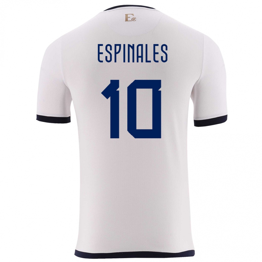 Niño Fútbol Camiseta Ecuador Joselyn Espinales #10 Blanco 2ª Equipación 24-26