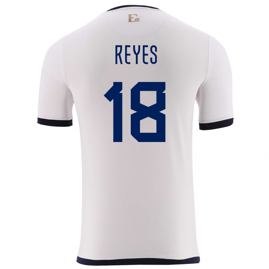 Niño Fútbol Camiseta Ecuador Ashley Reyes #18 Blanco 2ª Equipación 24-26