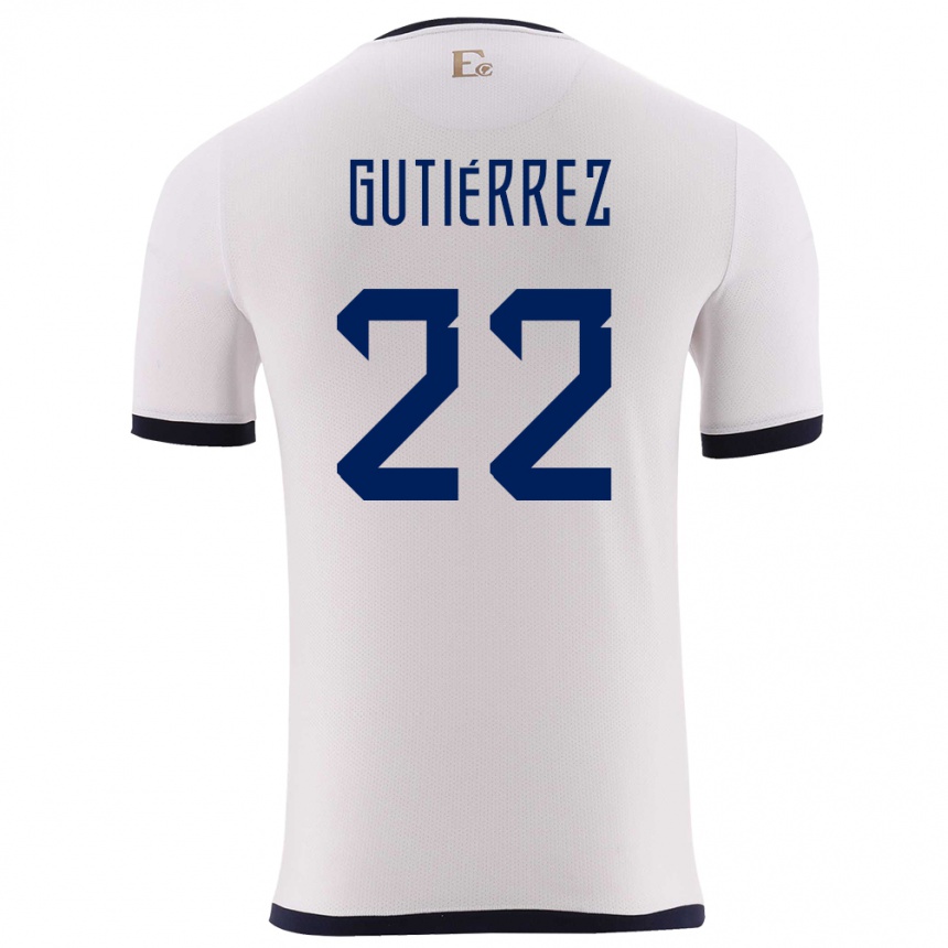 Niño Fútbol Camiseta Ecuador Melanie Gutierrez #22 Blanco 2ª Equipación 24-26