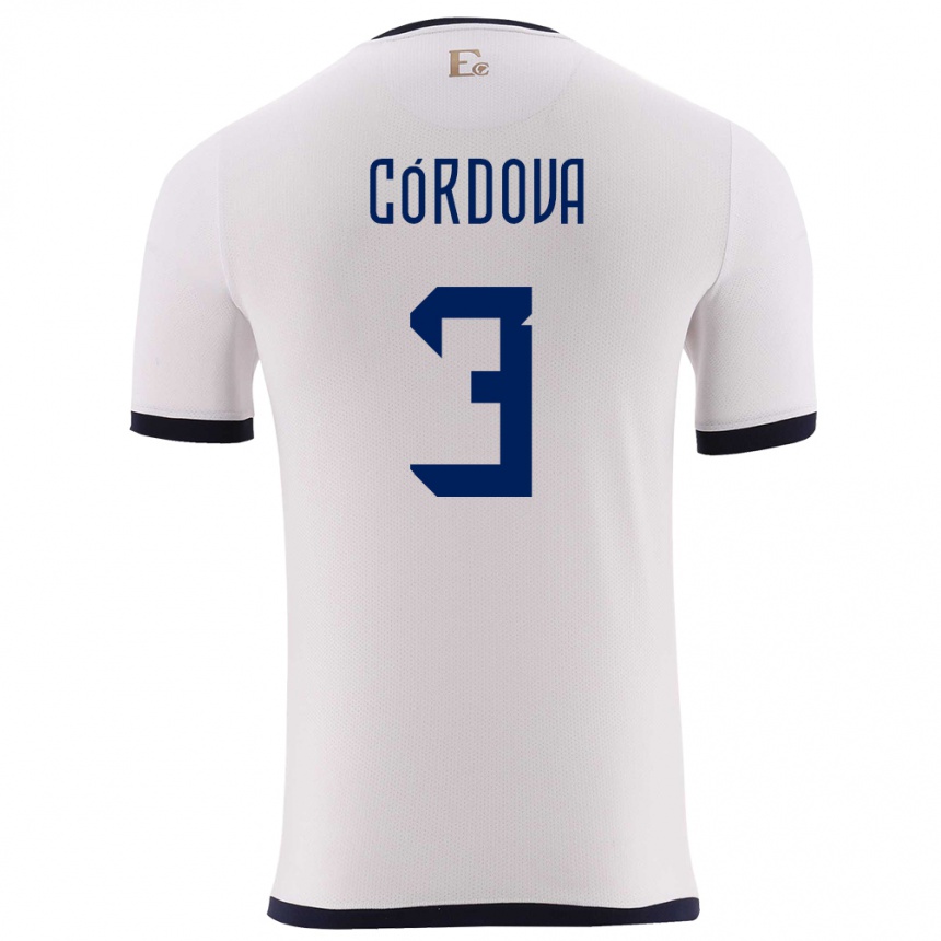 Niño Fútbol Camiseta Ecuador Luis Cordova #3 Blanco 2ª Equipación 24-26