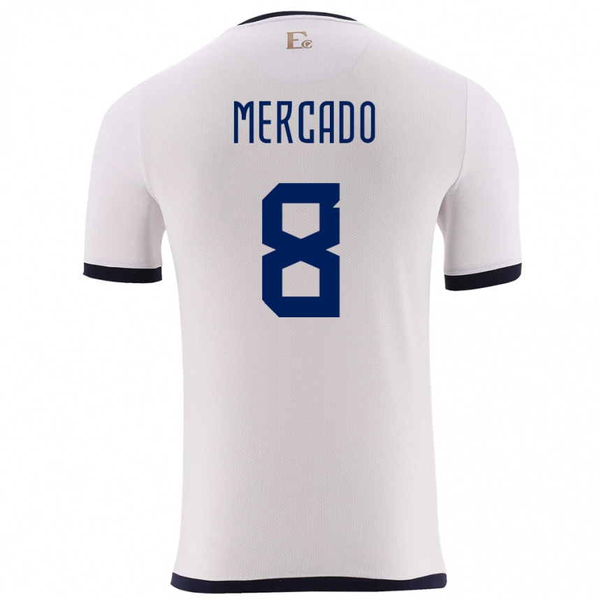 Niño Fútbol Camiseta Ecuador Patrik Mercado #8 Blanco 2ª Equipación 24-26