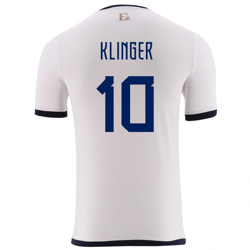 Niño Fútbol Camiseta Ecuador Jose Klinger #10 Blanco 2ª Equipación 24-26