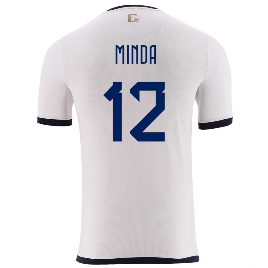 Niño Fútbol Camiseta Ecuador Ethan Minda #12 Blanco 2ª Equipación 24-26