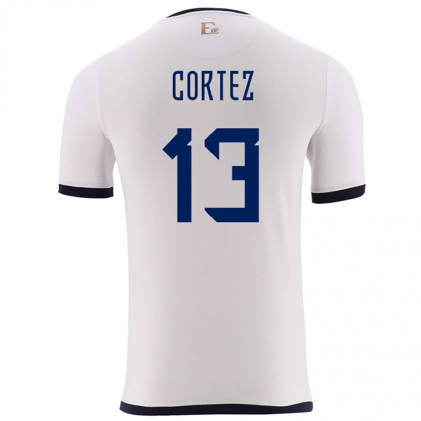 Niño Fútbol Camiseta Ecuador Steven Cortez #13 Blanco 2ª Equipación 24-26