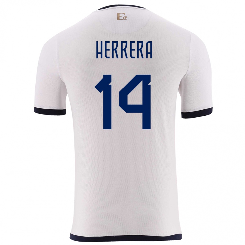 Niño Fútbol Camiseta Ecuador Orlando Herrera #14 Blanco 2ª Equipación 24-26