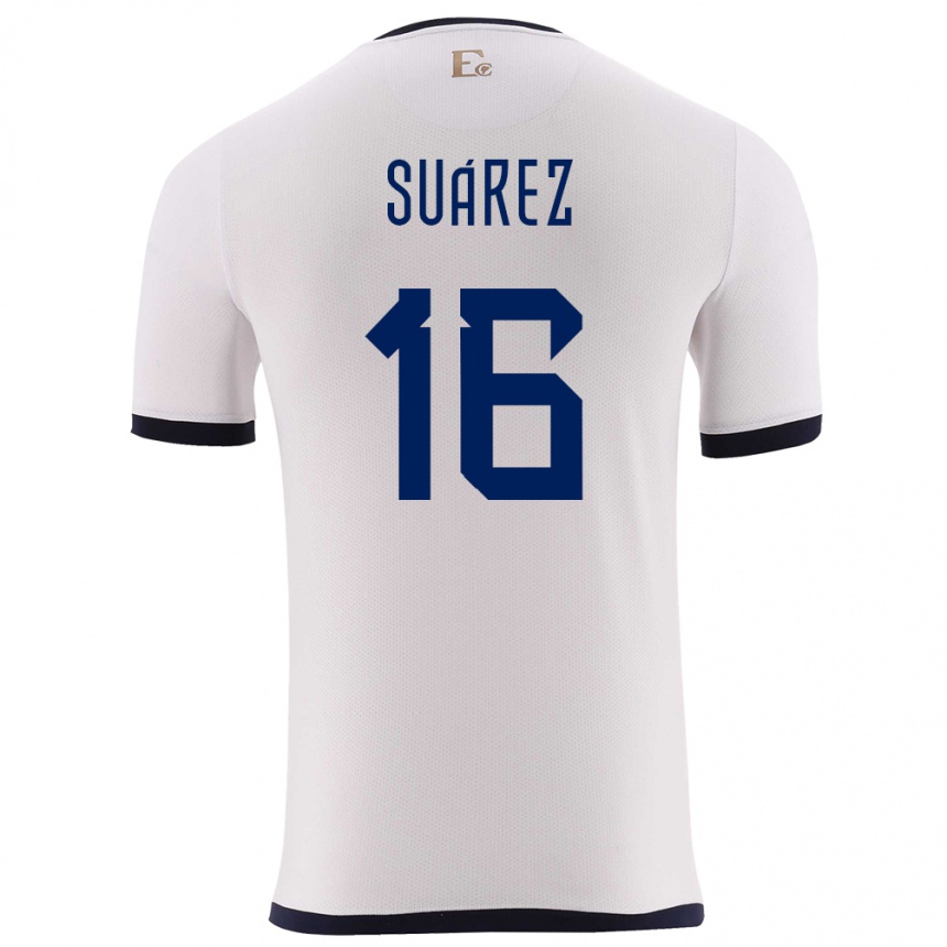 Niño Fútbol Camiseta Ecuador Ariel Suarez #16 Blanco 2ª Equipación 24-26