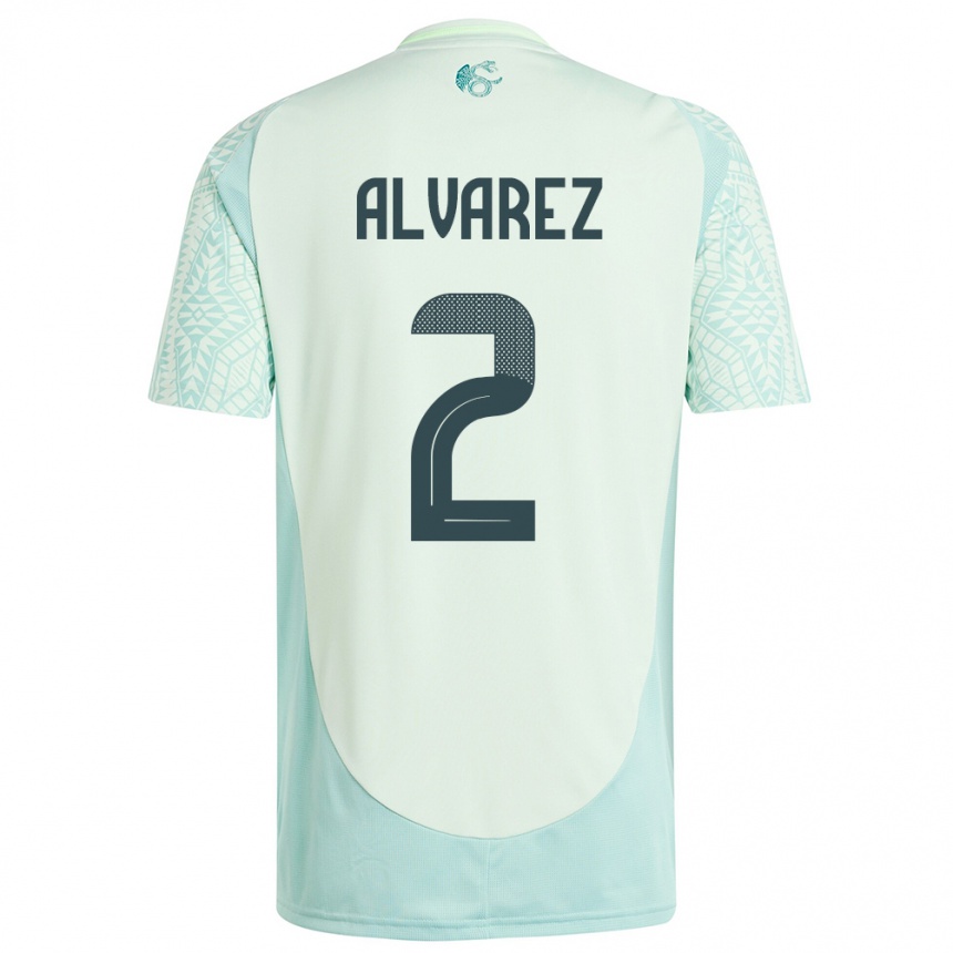 Niño Fútbol Camiseta México Kevin Alvarez #2 Lino Verde 2ª Equipación 24-26