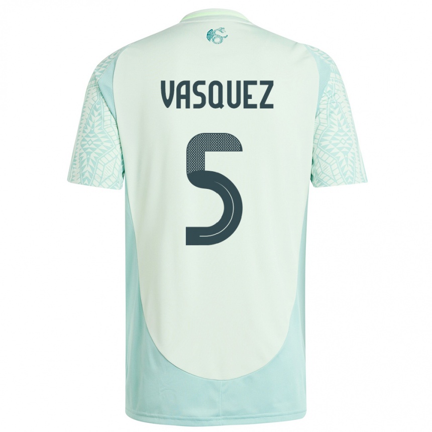 Niño Fútbol Camiseta México Johan Vasquez #5 Lino Verde 2ª Equipación 24-26