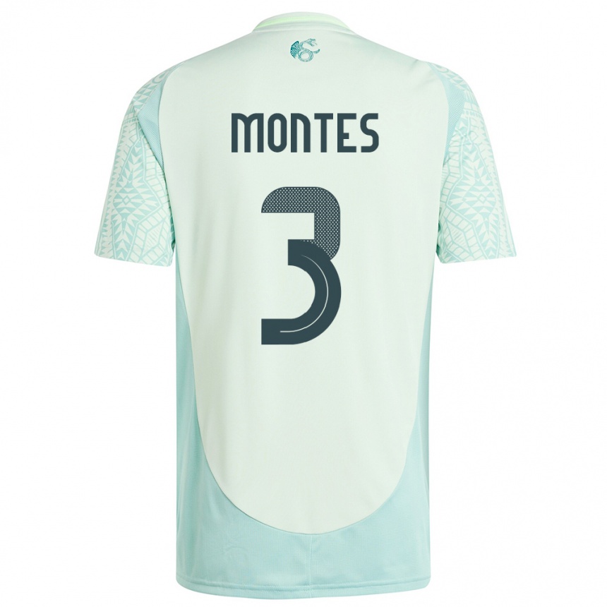 Niño Fútbol Camiseta México Cesar Montes #3 Lino Verde 2ª Equipación 24-26
