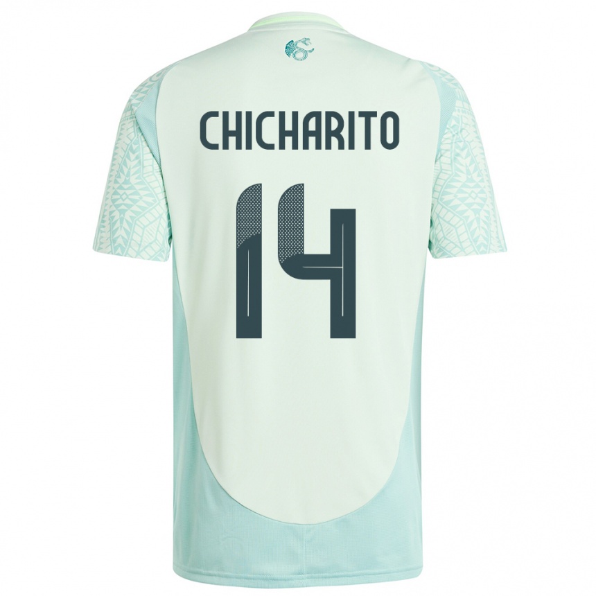 Niño Fútbol Camiseta México Chicharito #14 Lino Verde 2ª Equipación 24-26
