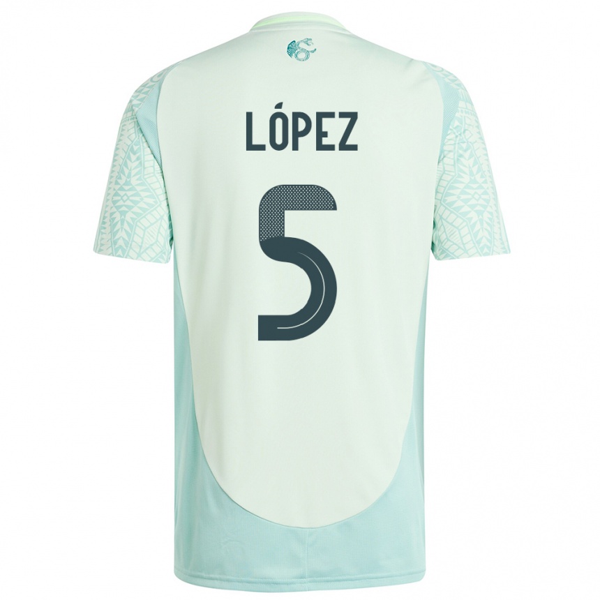 Niño Fútbol Camiseta México Jimena Lopez #5 Lino Verde 2ª Equipación 24-26