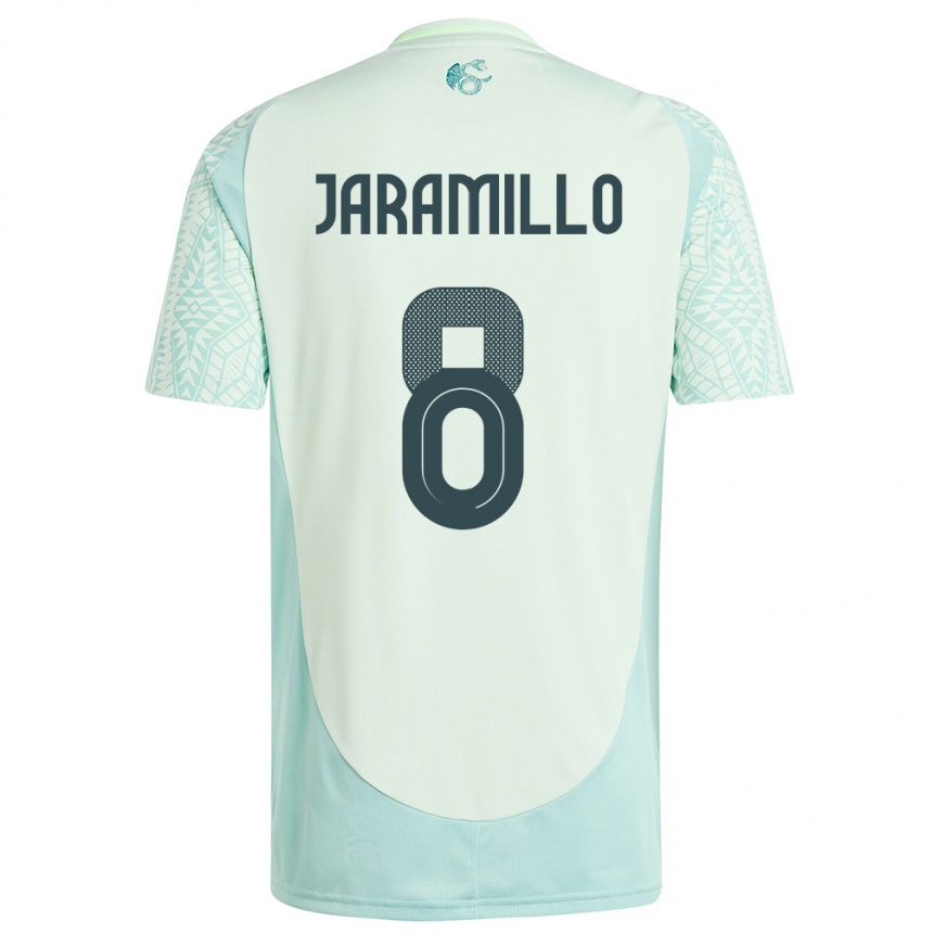 Niño Fútbol Camiseta México Carolina Jaramillo #8 Lino Verde 2ª Equipación 24-26