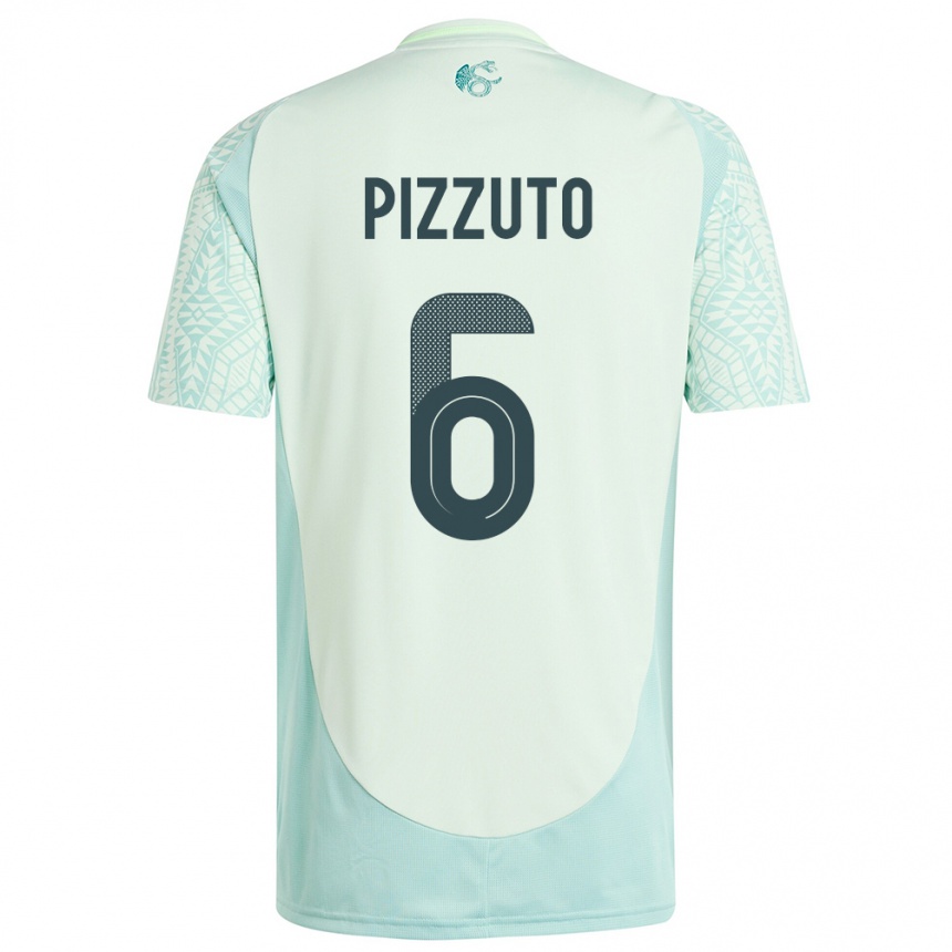 Niño Fútbol Camiseta México Eugenio Pizzuto #6 Lino Verde 2ª Equipación 24-26