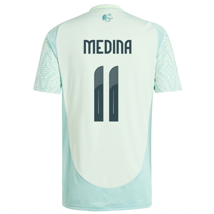 Niño Fútbol Camiseta México Diego Medina #11 Lino Verde 2ª Equipación 24-26