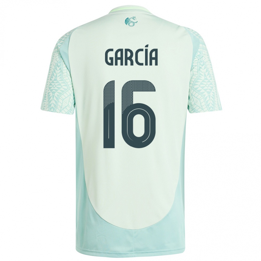 Niño Fútbol Camiseta México Uziel Garcia #16 Lino Verde 2ª Equipación 24-26