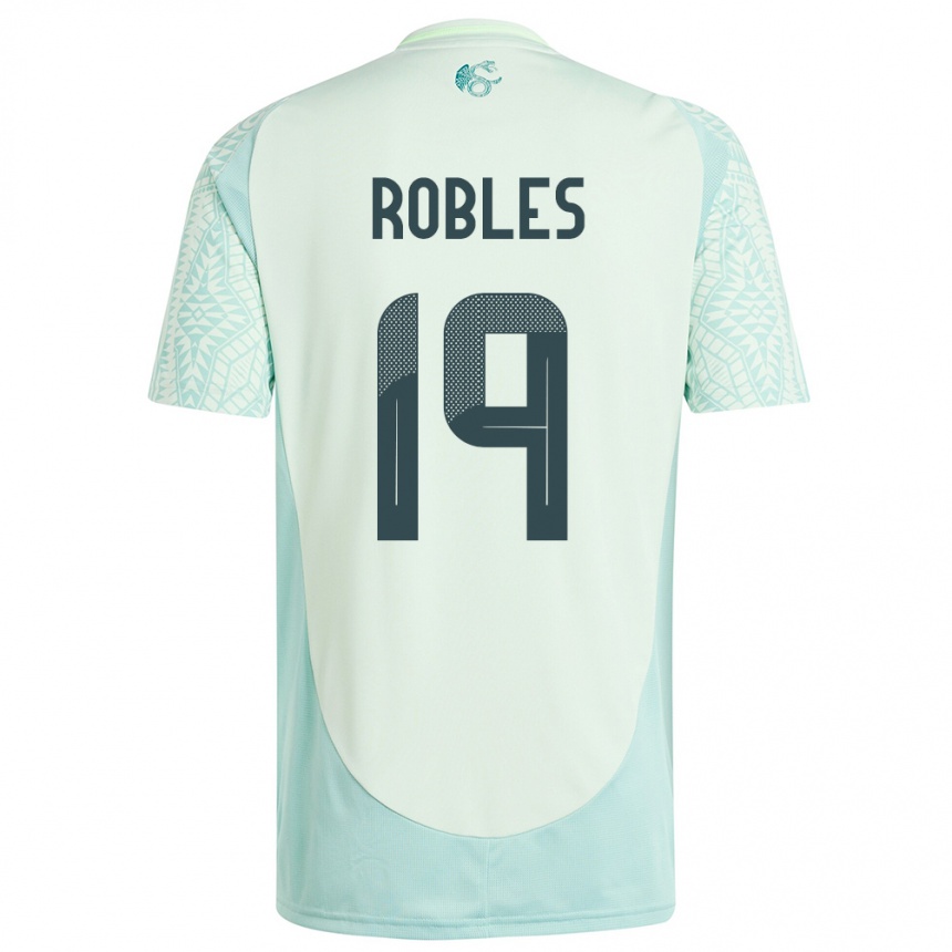 Niño Fútbol Camiseta México Angel Robles #19 Lino Verde 2ª Equipación 24-26