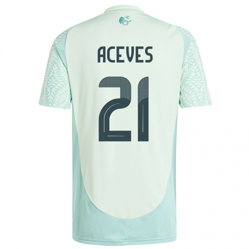 Niño Fútbol Camiseta México Daniel Aceves #21 Lino Verde 2ª Equipación 24-26