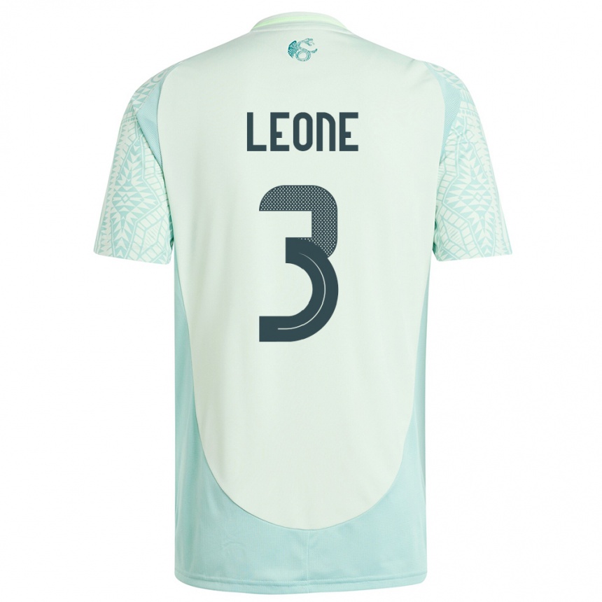 Niño Fútbol Camiseta México Antonio Leone #3 Lino Verde 2ª Equipación 24-26