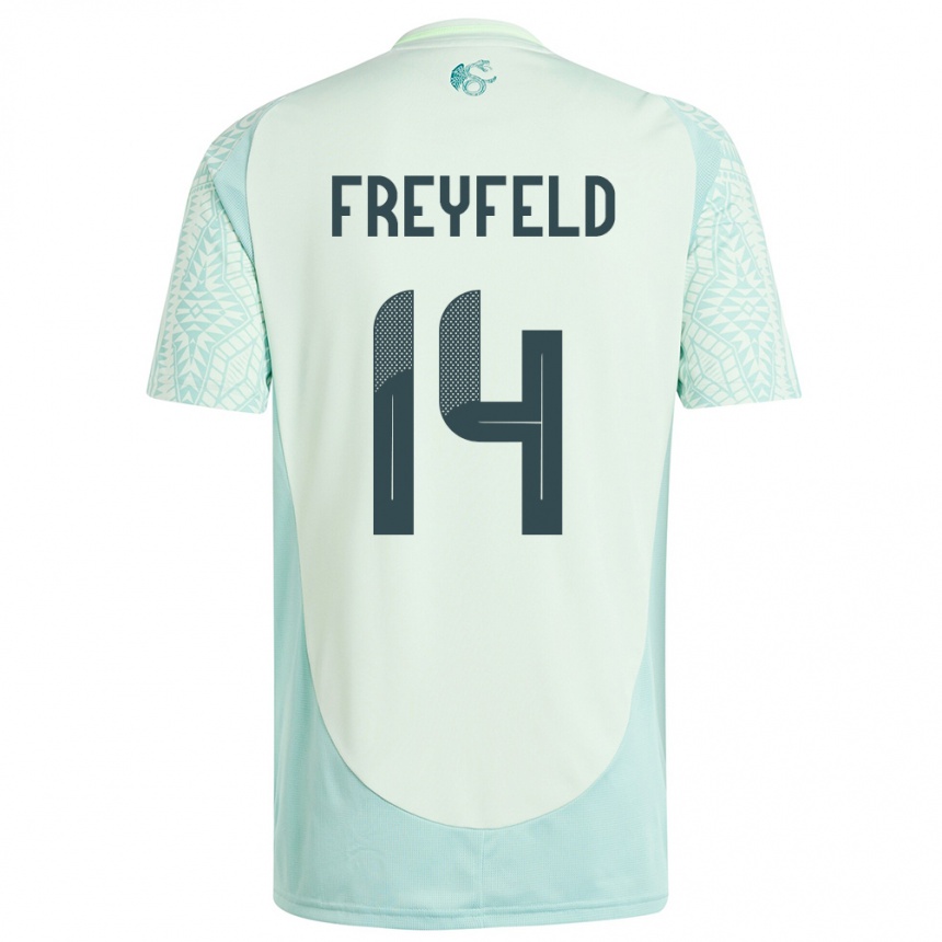 Niño Fútbol Camiseta México Emiliano Freyfeld #14 Lino Verde 2ª Equipación 24-26