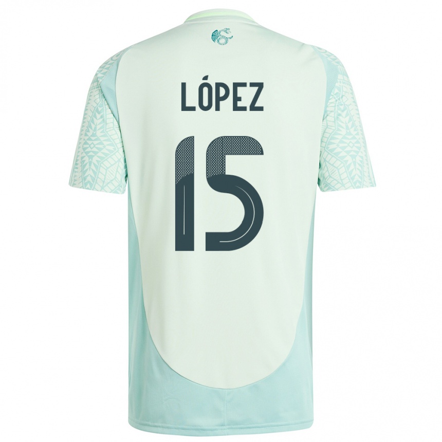 Niño Fútbol Camiseta México Everardo Lopez #15 Lino Verde 2ª Equipación 24-26