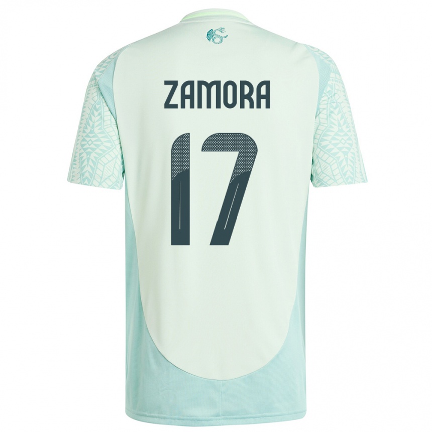 Niño Fútbol Camiseta México Saul Zamora #17 Lino Verde 2ª Equipación 24-26