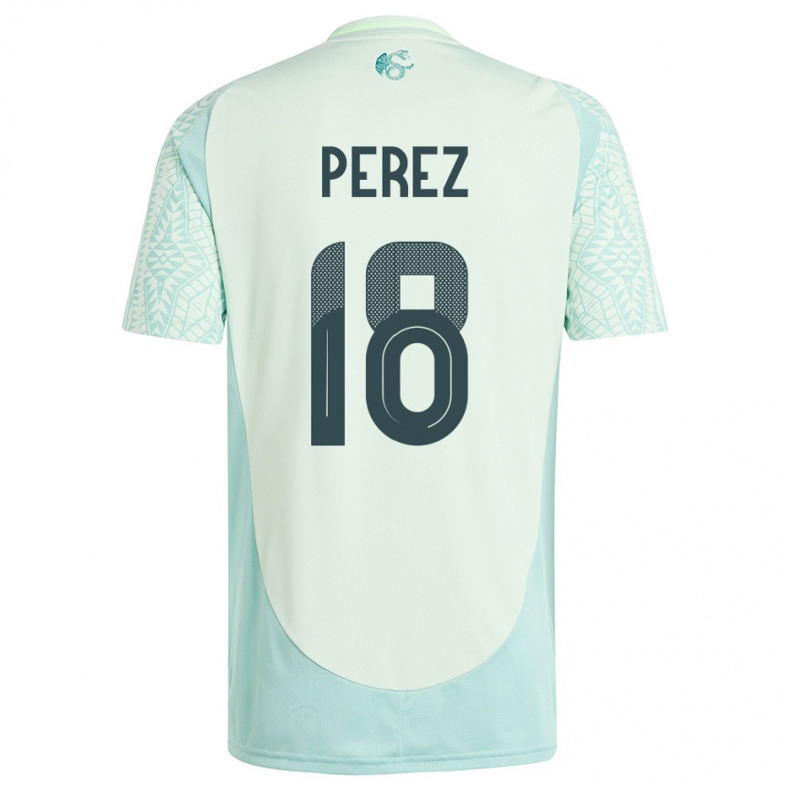 Niño Fútbol Camiseta México Jonathan Perez #18 Lino Verde 2ª Equipación 24-26