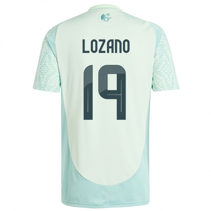 Niño Fútbol Camiseta México Esteban Lozano #19 Lino Verde 2ª Equipación 24-26