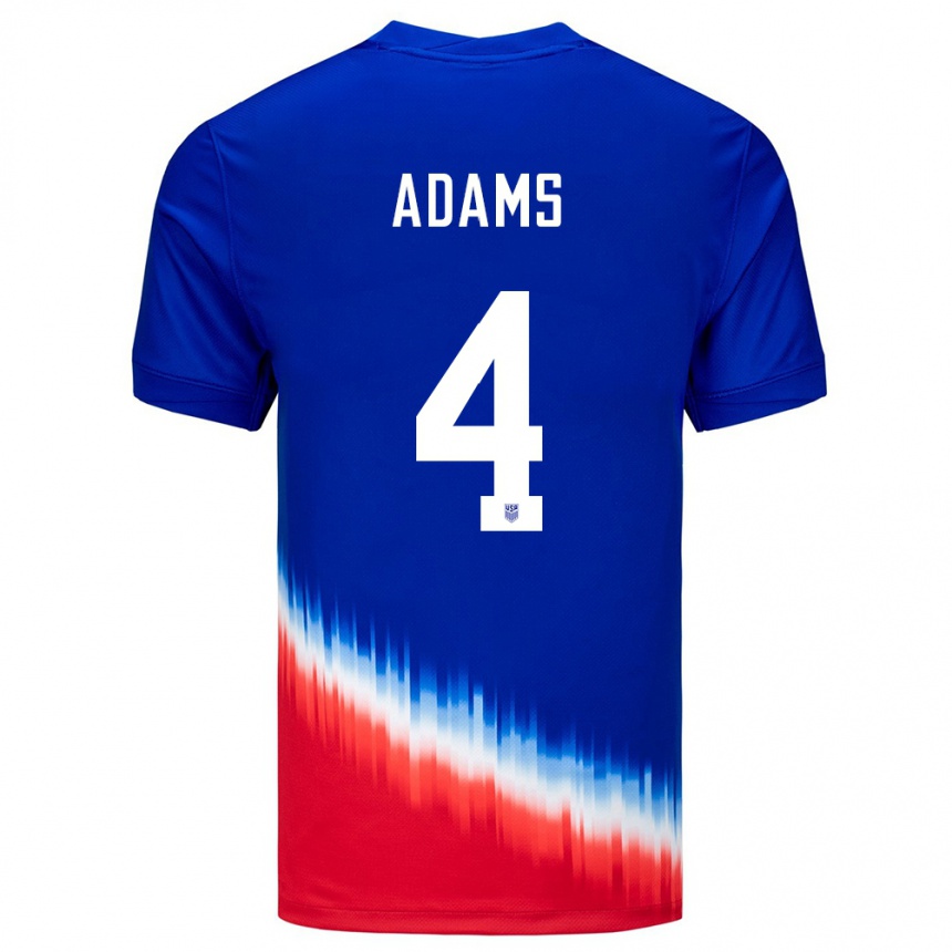 Niño Fútbol Camiseta Estados Unidos Tyler Adams #4 Azul 2ª Equipación 24-26