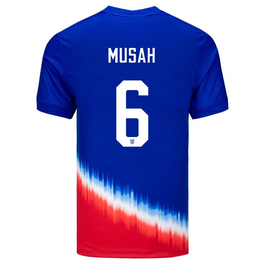 Niño Fútbol Camiseta Estados Unidos Yunus Musah #6 Azul 2ª Equipación 24-26